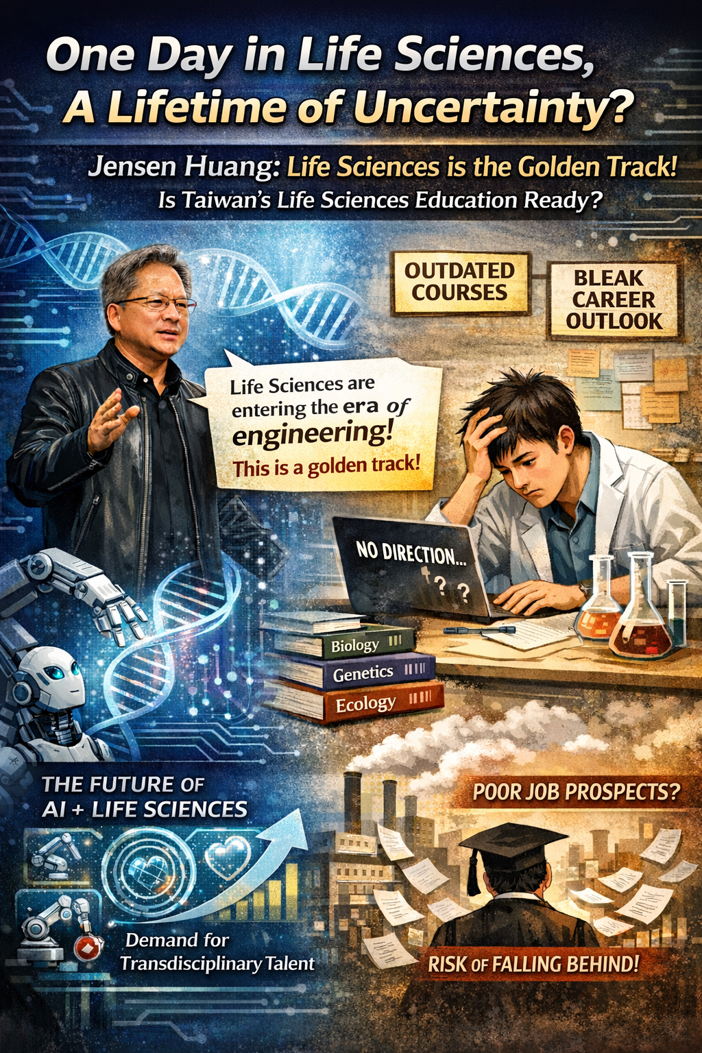一日生科、終生生科?黃仁勳點出黃金賽道,臺灣生科教育準備好了嗎?